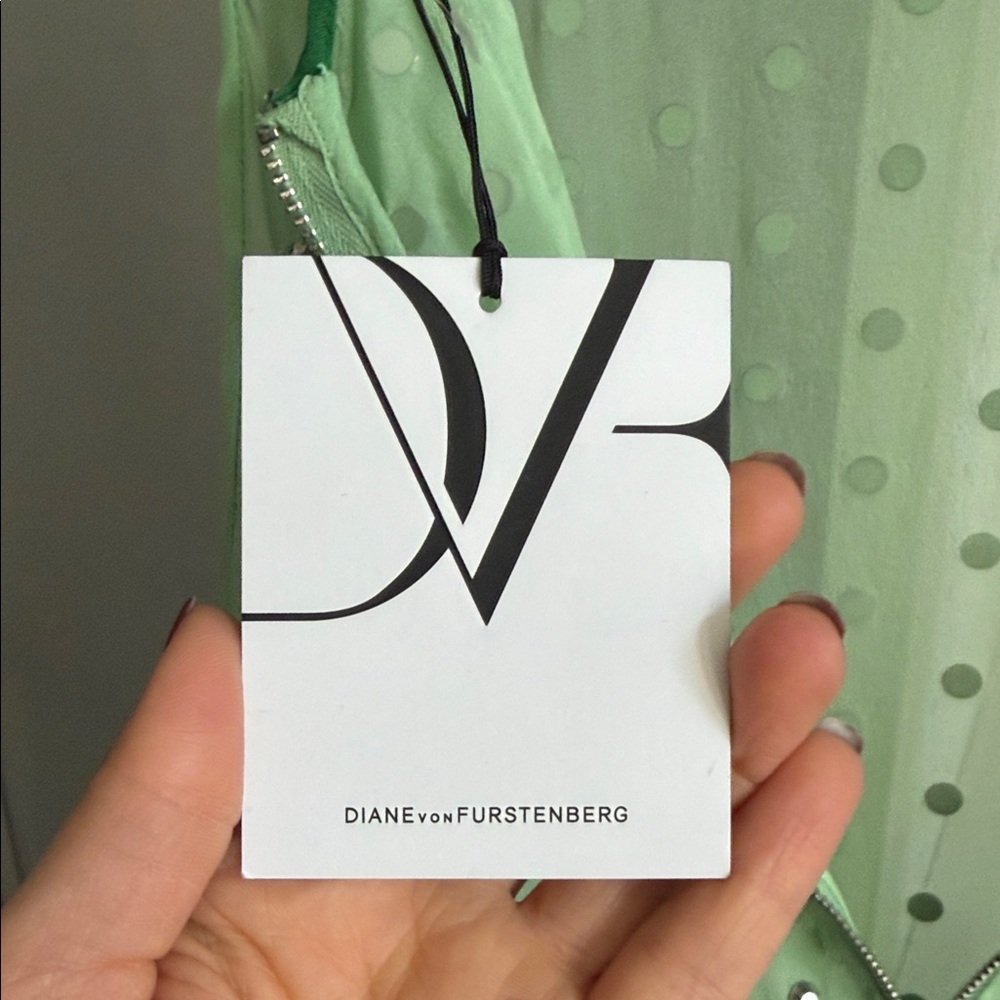 Diane Von Furstenberg Mint and Forest Green Embellished Midi Dress - Picture 5 of 9